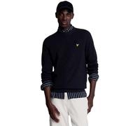 Lyle & Scott Mens Grid Knitted Crew Neck Sweater, Dark Navy, Large