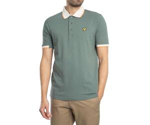 Lyle & Scott Mens Half Tipped Polo Shirt Short Sleeve Green Mercurial L