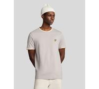Lyle & Scott Mens Half Tipped T-Shirt - Beige Cotton - Size Small