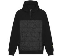 Lyle & Scott Mens Hybrid Panelled Interlock Jet Black Hoodie Cotton - Size Medium