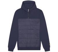 Lyle & Scott Mens Hybrid Panelled Interlock Navy Night Hoodie - Blue Cotton - Size Medium
