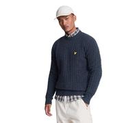 Lyle & Scott Men's Knitted Jumper - Cotton Mix | With Cable Pattern | Soft & Comfortable | XS-XXL, Z56 Dark Navy Marl, S