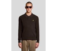 Lyle & Scott Men's Lambswool Blend Rugby Jumper Bottle Brown Marl | Size: Medium Lyle & Scott Brown M