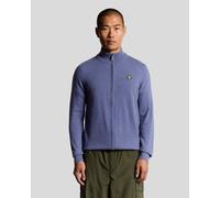 Lyle & Scott Mens Lambswool Blend Zip Cardigan - Grey - Indigo Blue - Size Medium