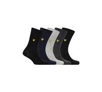Lyle & Scott Mens 5 Pack Core Socks Plain Black One Size