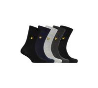 Lyle & Scott Mens 5 Pack Core Socks Plain Black One Size