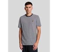Lyle & Scott Mens Linen Blend Breton Stripe T-Shirt - White/Navy Cotton - Size Large