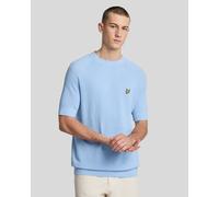Lyle & Scott Mens Linen Blend Knitted T-Shirt - Light Blue Cotton - Size Large