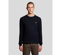 Lyle & Scott Mens Linen Blend Ribbed Crew Neck Jumper - Dark Navy - Size 2XL