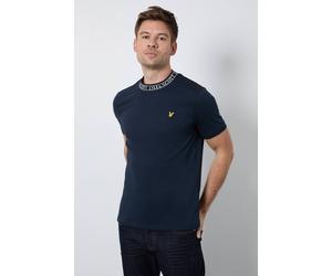 Lyle & Scott Men's Logo Ribbed T-Shirt Dark Navy/ Bone White in Navy | Size: XL Lyle & Scott Navy XL