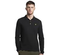 Lyle & Scott Mens Long Sleeve Collared Polo Shirt - Black Cotton - Size Medium