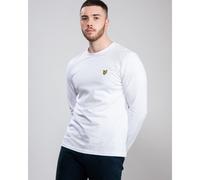 Lyle & Scott Mens LS Crew Neck T-shirt - White Cotton - Size Medium