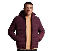 Men's Lyle & Scott Branded Burgundy Hooded Puffer Jacket - Red - Size: 38/Regular