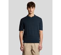 Lyle & Scott Mens Open Collar Fine Knitted Polo Shirt - Black - Size X-Large