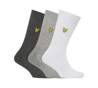 Lyle & Scott Mens Plain Socks (Pack of 3)7 UK-11 UK Grey/White/Black GT5966