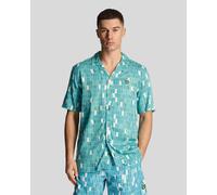 Lyle & Scott Mens Pool Print Shirt in Blue Viscose - Size Medium