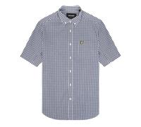 Men's Lyle & Scott Mens Short Sleeve Slim Gingham Shirt - Navy White - Size: 38/Regular