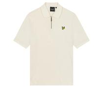 Lyle & Scott Mens Textured Stripe Chalk Polo Shirt - Cream Cotton - Size Medium