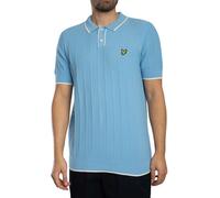 Tipped Knitted Polo Shirt Chalk Blue M