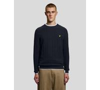 Lyle & Scott Mens Tipped Pique Knitted Crew Neck Jumper - Navy - Size X-Small