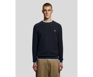 Lyle & Scott Mens Tipped Pique Knitted Crew Neck Jumper - Navy - Size X-Small