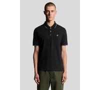 Lyle & Scott Men's Tipped Polo Shirt Black Ice/ Ocean Sky | Size: Medium Lyle & Scott Black M