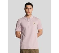 Lyle & Scott Mens Tipped Polo Shirt - Dusty Pink Cotton - Size Medium