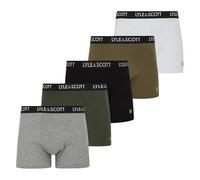 Lyle & Scott Men's Trunks Pack of 5 | Cotton | Elastic Waistband, 632 Black/Capers/Bright White/Grey Marl/Climbing Ivy, S