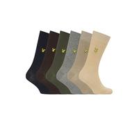 Lyle & Scott Men's Victor 6 Pack of Dress Socks Gift Box UK Size 7-11 - Perfect for Any Occasion or Gifting (Peacoat/Chocolate/Grey/Silver Sage/Cream/Beetle)
