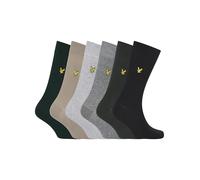Lyle & Scott Men's Victor 6 Pack of Dress Socks Gift Box UK Size 7-11 (UK, Alpha, One Size, Regular, Regular, Black/Silver Sage/Grey Marl/Pine Grove/Light Grey Marl/Climbing Ivy)