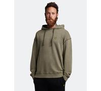 Lyle & Scott Mens Washed Hoodie in Olive Cotton - Size 2XL