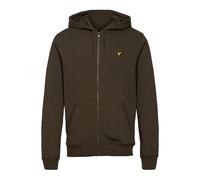 Lyle & Scott Mens Zip Through Hoodie in Olive - Green Cotton - Size Medium