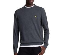 Lyle & Scott Mid Knits Cotton Merino Crew Neck Jumper 398 Charcoal Marl, XL