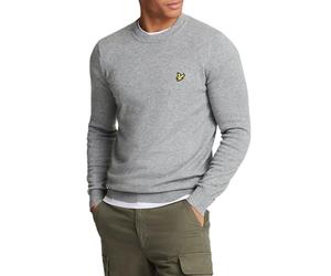 Lyle & Scott Mid Knits Cotton Merino Crew Neck Jumper T28 Mid Grey Marl, XL