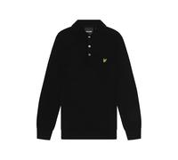 Men's Lyle & Scott Cotton Merino Mens Long Sleeve Knitted Polo - Black - Size: 40/Regular
