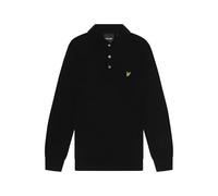Lyle & Scott Mid Knits Cotton Merino Long Sleeve Knitted Polo Z865 Jet Black, XL