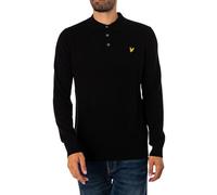 Men's Lyle & Scott Cotton Merino Mens Long Sleeve Knitted Polo - Black - Size: 42/Regular