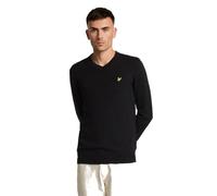 Lyle & Scott Mid Knits Cotton Merino V Neck Jumper Z865 Jet Black, M