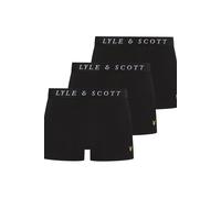 Lyle & Scott Men’s Neville 3 Pack Cotton Trunk Boxer Shorts - Comfortable Stretch Fabric with Branded Waistband (UK, Alpha, XL, Regular, Regular, Black)