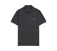 Men's Lyle & Scott Branded Chest Logo Charcoal Marl Polo Shirt - Size: 38/Regular
