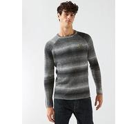Lyle & Scott Ribbed Ombre Knitted Jumper, Black, Size L, Men Black