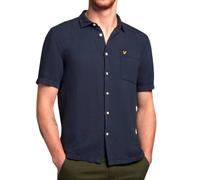 Lyle & Scott Short Sleeve Oxford Linen Shirt - Dark Navy - M
