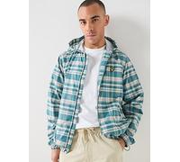 Lyle & Scott Tartan Hooded Zip Through Jacket, Green, Size L, Men Green
