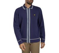 Lyle & Scott Tipped Knitted Zip Through Overshirt, Rich Navy - M