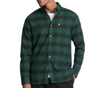 Lyle & Scott Tonal Check Flannel Long Sleeve Shirt - Argyle Teal Green - M