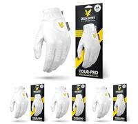 Lyle & Scott Tour Pro Premium Ultra Soft Cabretta Leather Golf Glove - Ultimate Grip, Moisture Control, Durable - Men's Golf Glove, White, Medium, Left Hand (Pack of 4)