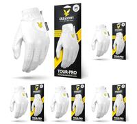 Lyle & Scott Tour Pro Premium Ultra Soft Cabretta Leather Golf Glove - Ultimate Grip, Moisture Control, Durable - Men's Golf Glove, White, Medium, Left Hand (Pack of 5)