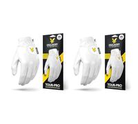 Lyle & Scott Tour Pro Premium Ultra Soft Cabretta Leather Golf Glove - Ultimate Grip, Moisture Control, Durable - Men's Golf Glove, White, Medium, Left Hand (Pack of 2)