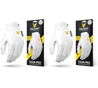 Lyle & Scott Tour Pro Premium Ultra Soft Cabretta Leather Golf Glove - Ultimate Grip, Moisture Control, Durable - Men's Golf Glove, White, Extra Large, Left Hand (Pack of 2)