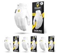 Lyle & Scott Tour Pro Premium Ultra Soft Cabretta Leather Golf Glove - Ultimate Grip, Moisture Control, Durable - Men's Golf Glove, White, Large, Right Hand (Pack of 4)